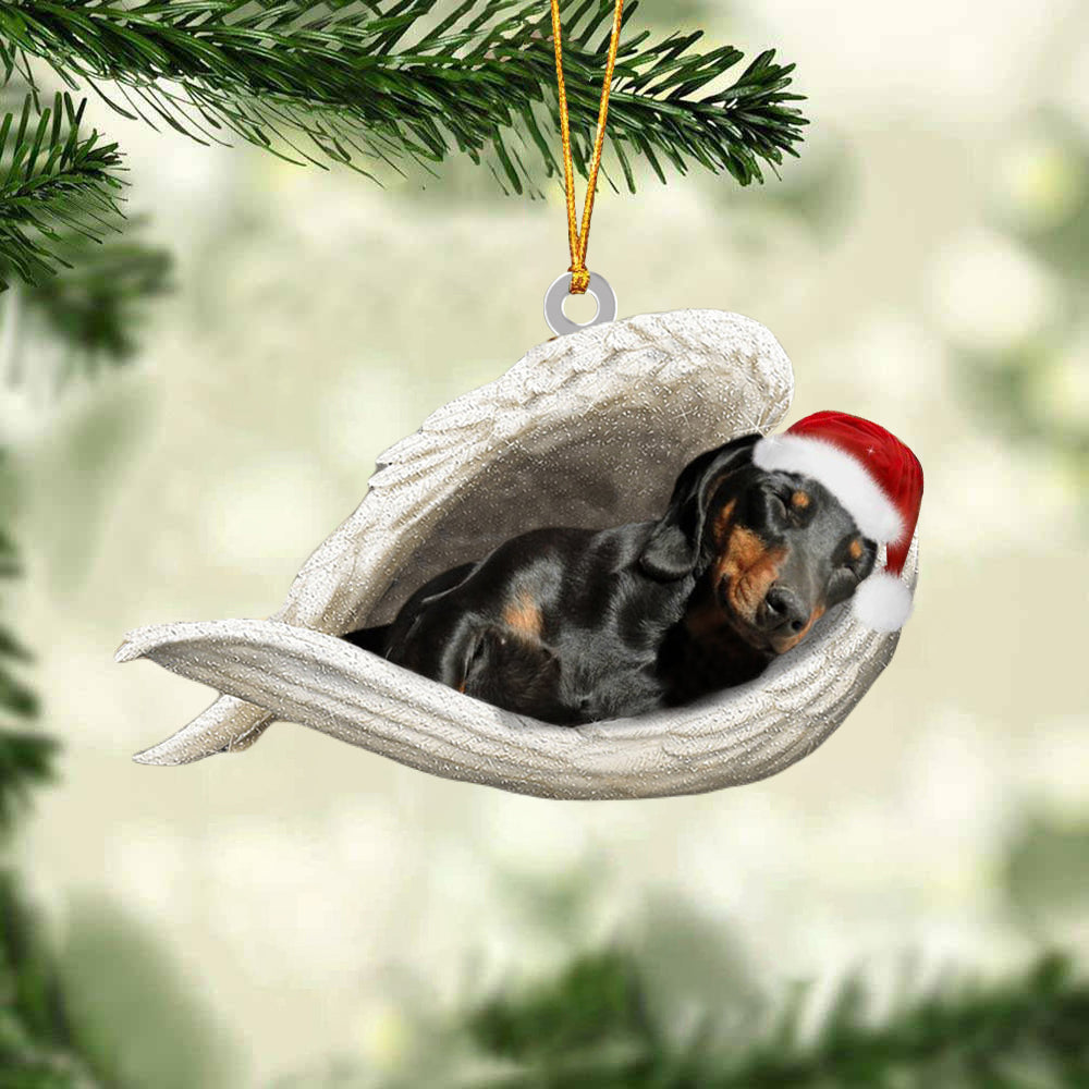 Black And Tan Dachshund Sleeping Angel Christmas Ornament Dog Christmas Hanging Ornament - Best gifts your whole family