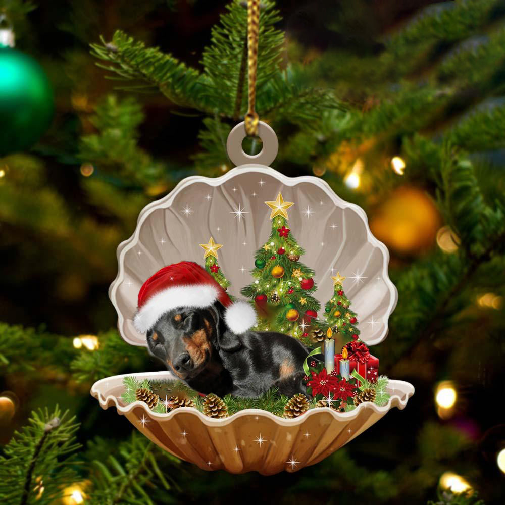 Black And Tan Dachshund-Sleeping Pearl in Christmas Two Sided Ornament, Christmas Ornament, Car Ornament - Best gifts your whole family