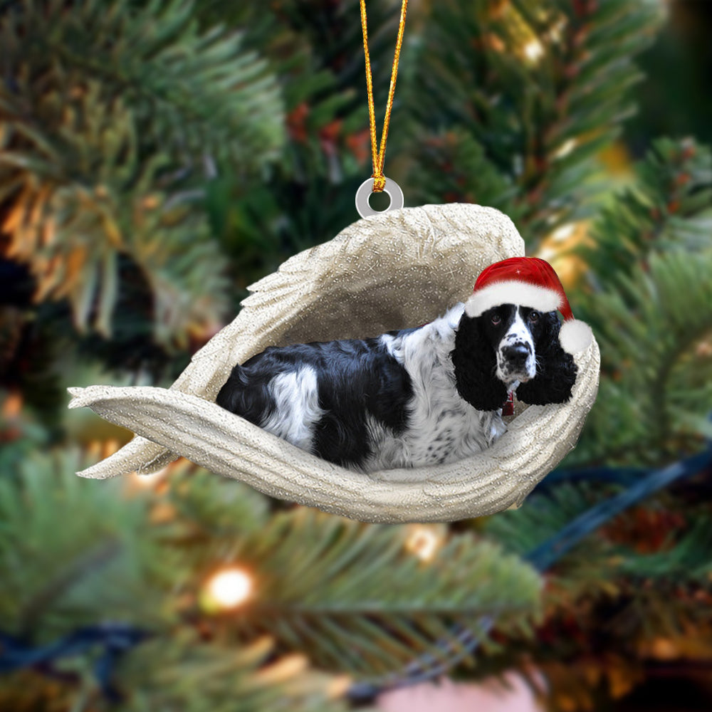 Black And White English Springer Sleeping Angel Christmas Ornament Dog Christmas Hanging Ornament - Best gifts your whole family