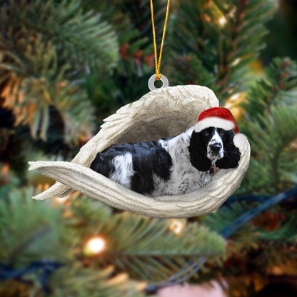 Black And White English Springer Sleeping Angel Christmas Ornament Dog Christmas Hanging Ornament - Best gifts your whole family