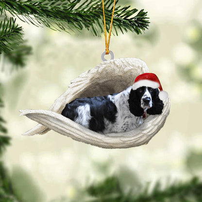 Black And White English Springer Sleeping Angel Christmas Ornament Dog Christmas Hanging Ornament - Best gifts your whole family