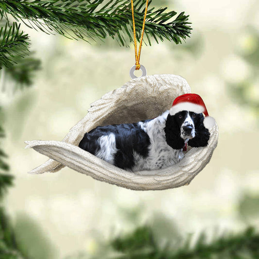 Black And White English Springer Sleeping Angel Christmas Ornament Dog Christmas Hanging Ornament - Best gifts your whole family