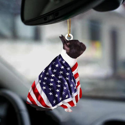 Black And White French Bulldog American Patriot Flag Two Sided Ornament - Best gifts your whole family