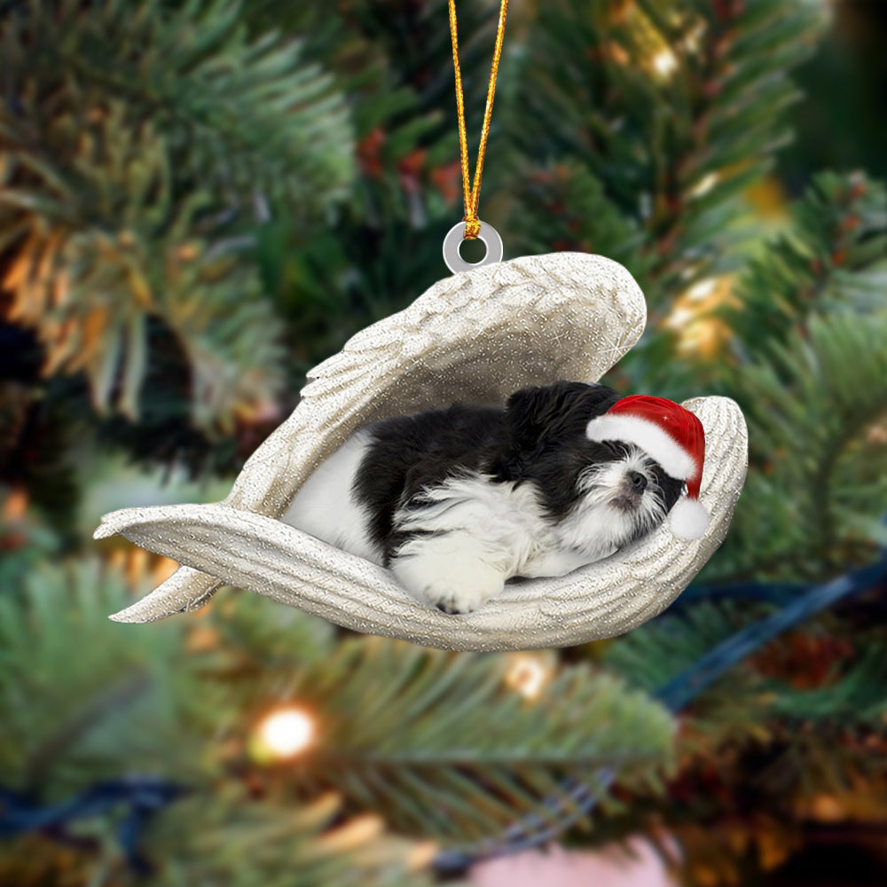 Black And White Shih Tzu Sleeping Angel Christmas Ornament Dog Christmas Hanging Ornament - Best gifts your whole family