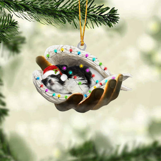 Black And White Shih Tzu Sleeping Angel In God Hand Christmas Ornament Godmerch Ornament - Best gifts your whole family