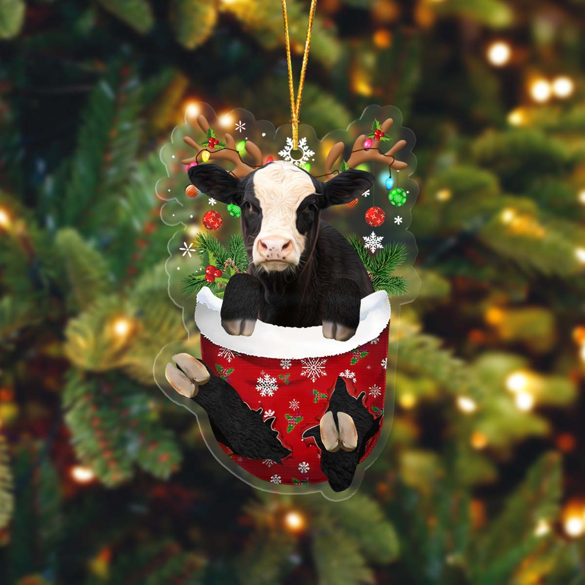 Black Baldy In Pocket Acrylic Ornament, Farm Christmas Ornament - Best gifts your whole family
