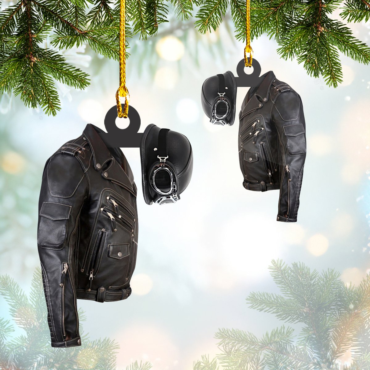 Black Biker Jacker and Helmet Car Ornament - Gift for Biker - Best gifts your whole family