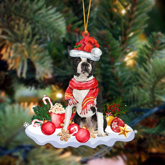 Black Boston Terrier-Better Christmas Hanging Ornament - Best gifts your whole family