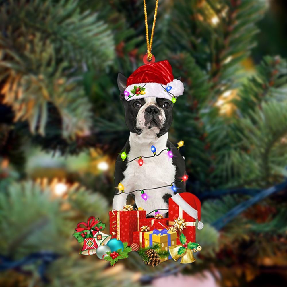 Black Boston Terrier-Dog Be Christmas Tree Hanging Ornament - Best gifts your whole family