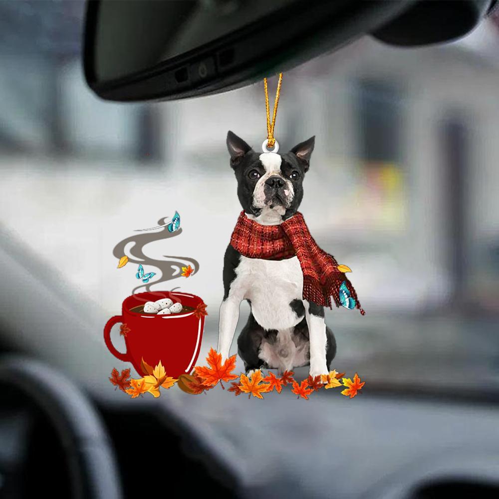 Black Boston Terrier-Fall Chocolate-Two Sided Ornament - Best gifts your whole family