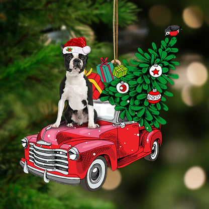 Black Boston Terrier-Pine Truck Hanging Ornament - Best gifts your whole family