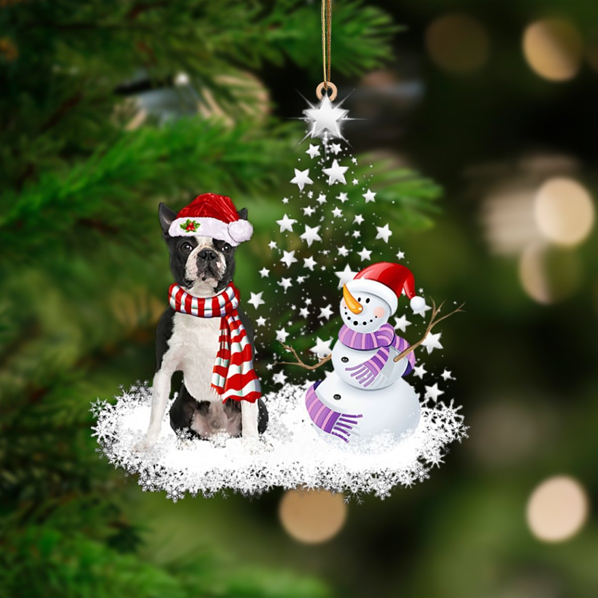 Black Boston Terrier-Star Tree Hanging Ornament - Best gifts your whole family