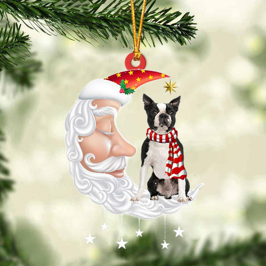 Black Boston Terrier With Santa Christmas Ornament Dog Christmas Ornament - Best gifts your whole family