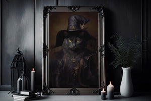 Black Cat Witch Poster, Witch Print, Cat Witch Poster, Gothic Art, Dark Academia, Black Cat Witch, Halloween Decor,Halloween Poster - Best gifts your whole family