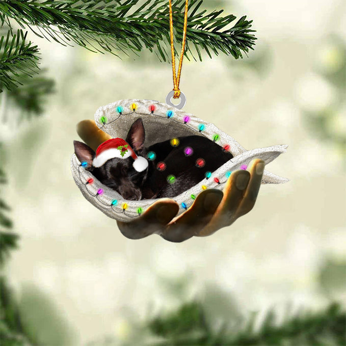 Black Chihuahua Sleeping Angel In God Hand Christmas Ornament Godmerch Ornament - Best gifts your whole family