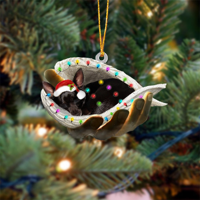 Black Chihuahua Sleeping Angel In God Hand Christmas Ornament Godmerch Ornament - Best gifts your whole family
