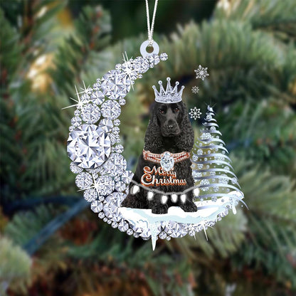Black Cocker Spaniel Diamond Moon Merry Christmas Ornament Christmas Tree Hanging Ornament - Best gifts your whole family