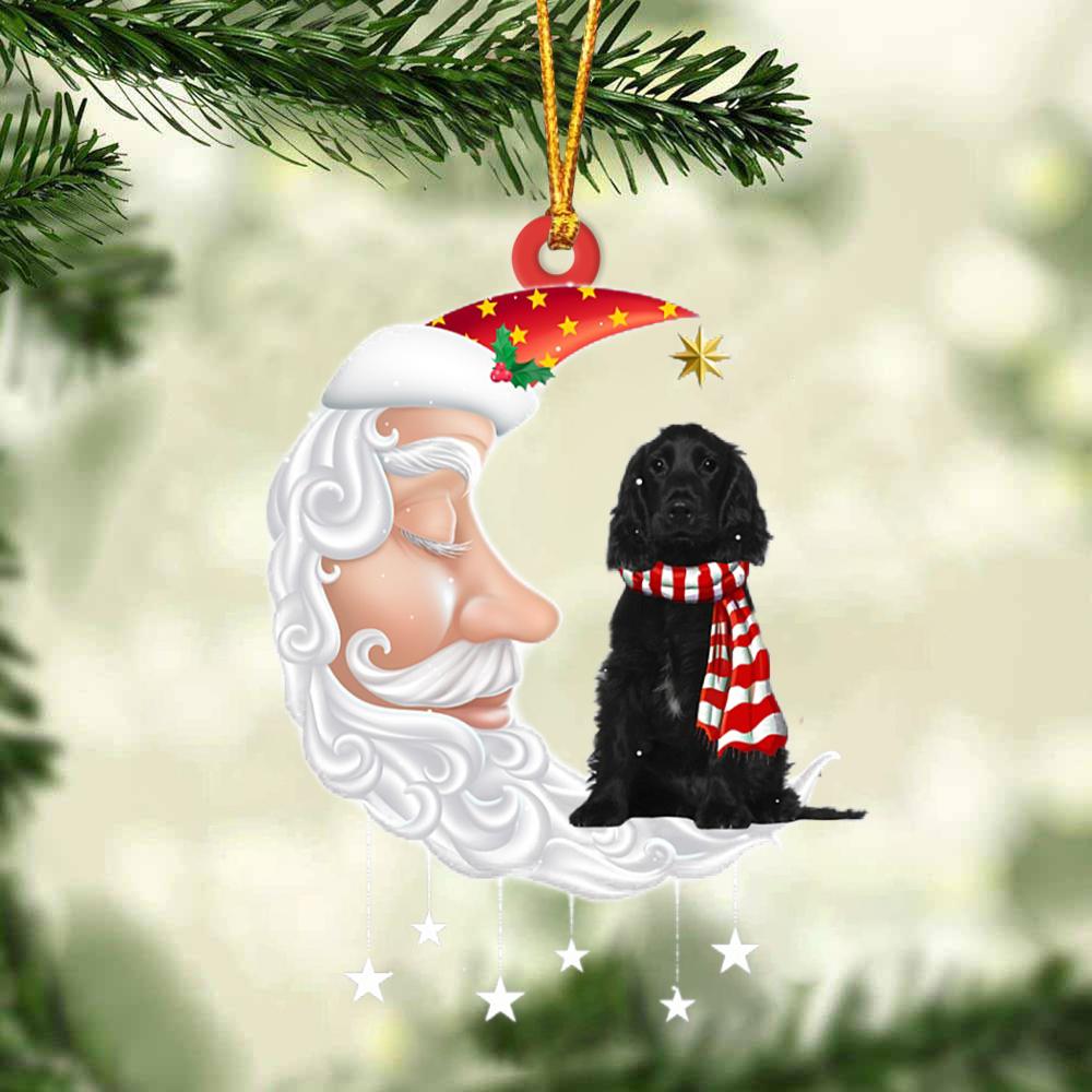 Black Cocker Spaniel With Santa Christmas Ornament Dog Christmas Ornament - Best gifts your whole family