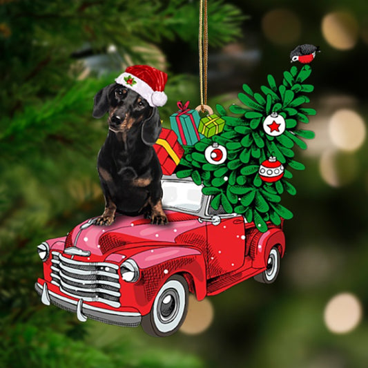 Black Dachshund-Pine Truck Hanging Ornament - Best gifts your whole family
