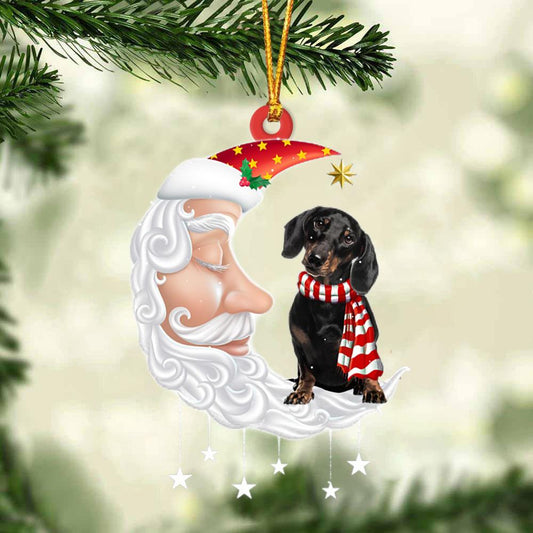 Black Dachshund With Santa Christmas Ornament Dog Christmas Ornament - Best gifts your whole family