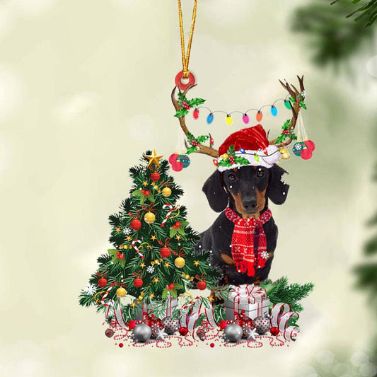Black Dacshhund 1-Christmas Tree Gift Hanging Ornament - Best gifts your whole family