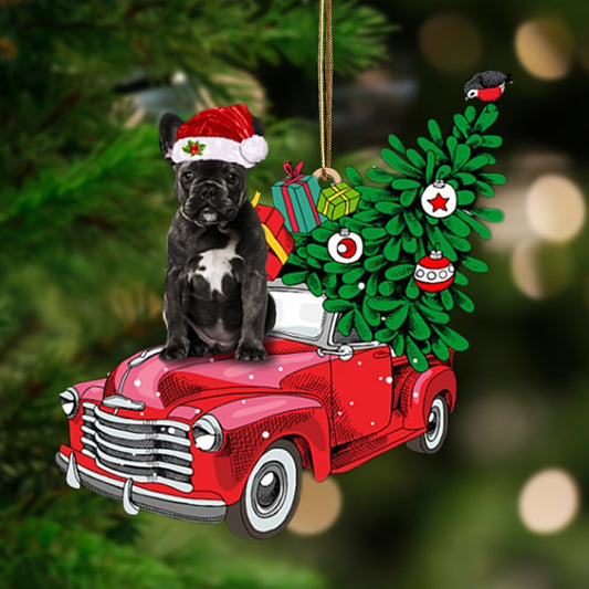 Black French Bulldog-Pine Truck Hanging Ornament - Best gifts your whole family