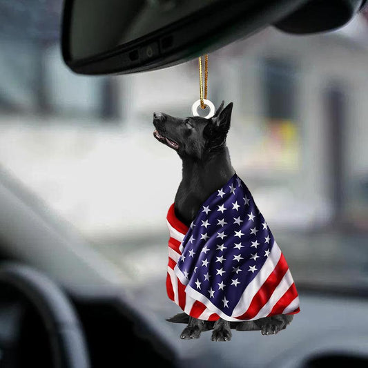Black German Shepherd American Patriot Flag Two Sided Ornament - Best gifts your whole family