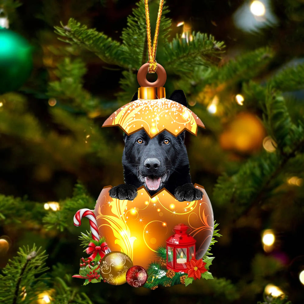 BLACK German Shepherd In Golden Egg Christmas Ornament - Best gifts your whole family