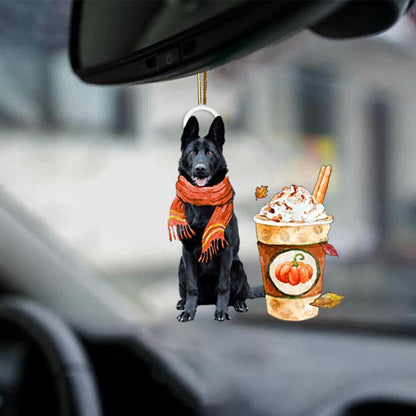 Black German Shepherd-Pumpkin Spice Kinda-Two Sided Ornament - Best gifts your whole family