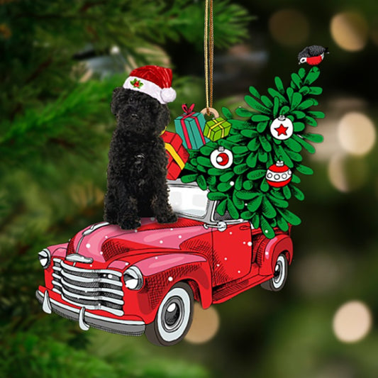 Black Labradoodle-Pine Truck Hanging Ornament - Best gifts your whole family