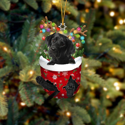 BLACK Labrador In Snow Pocket Christmas Ornament Godmerc - Best gifts your whole family