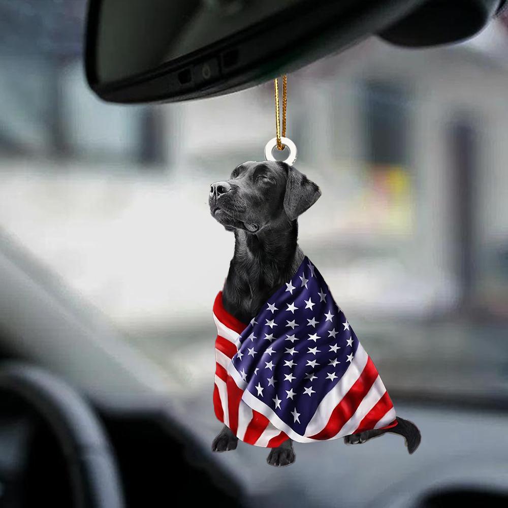 Black Labrador Retriever American Patriot Flag Two Sided Ornament - Best gifts your whole family
