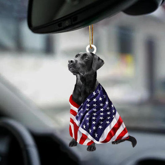 Black Labrador Retriever American Patriot Flag Two Sided Ornament - Best gifts your whole family