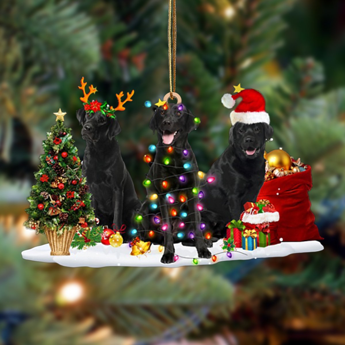 Black Labrador Retriever-Christmas Dog Friends Hanging Ornament - Best gifts your whole family
