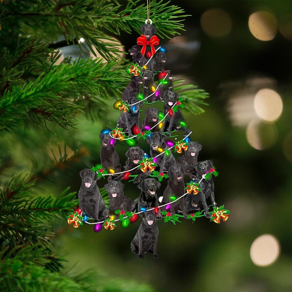 Black Labrador Retriever-Christmas Tree Lights-Two Sided Ornament - Best gifts your whole family