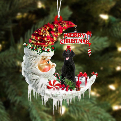 Black Labrador Retriever On The Moon Merry Christmas Hanging Ornament - Best gifts your whole family