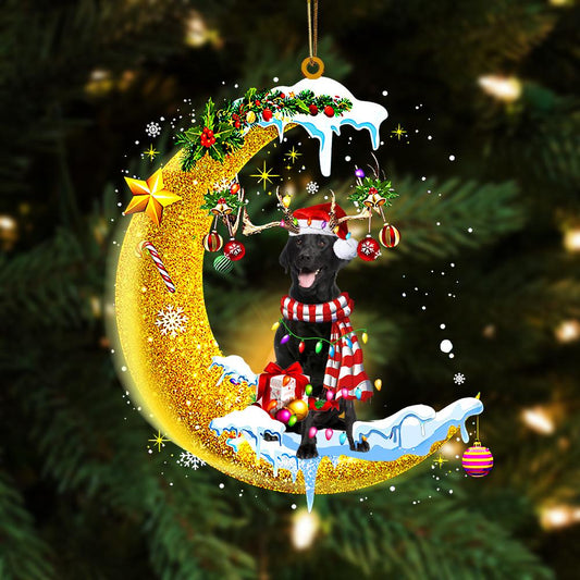 Black Labrador Retriever On The Moon Merry Christmas Hanging Ornament, Car Ornament, Christmas Ornament - Best gifts your whole family