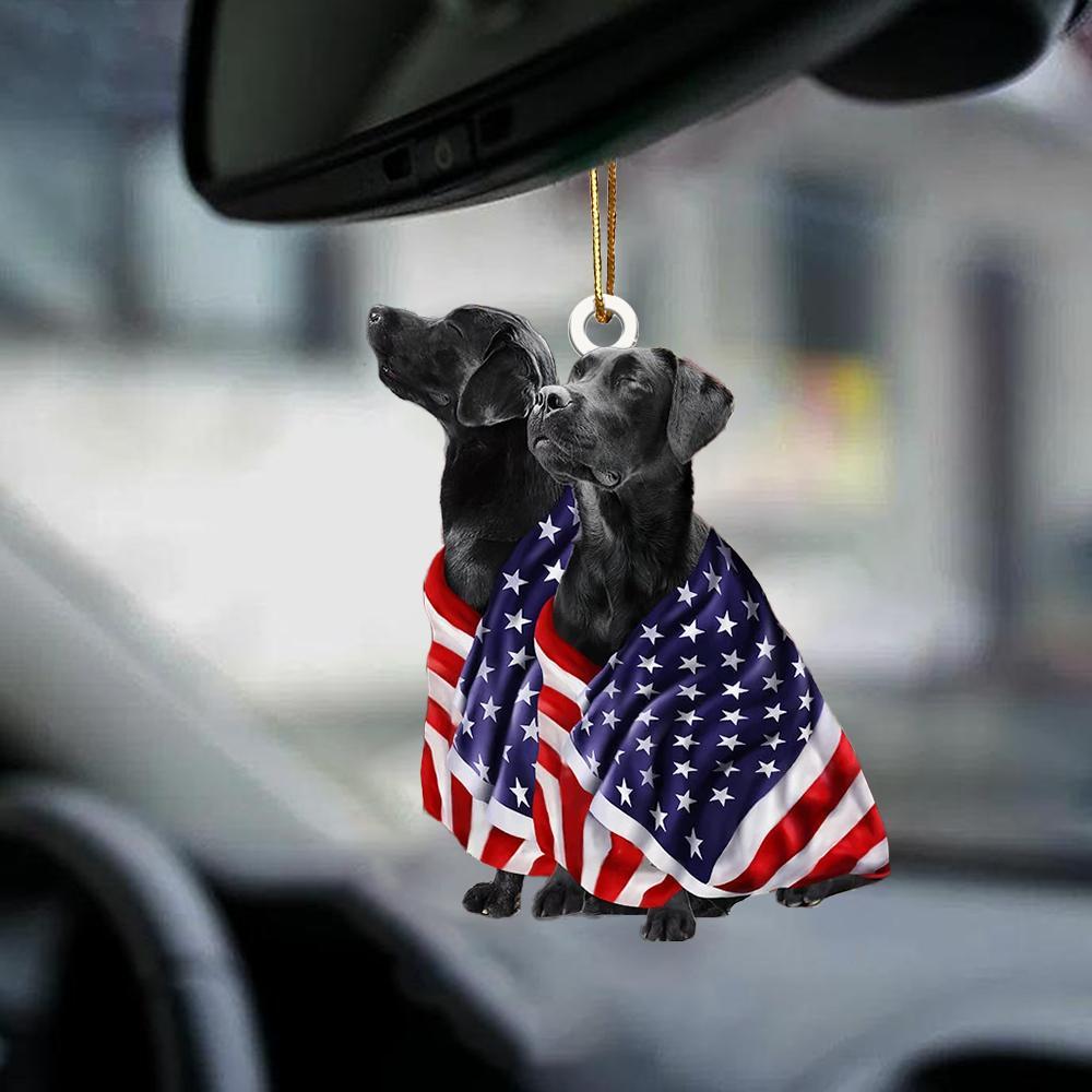 Black Labrador Retrievers American Patriot Flag Two Sided Ornament - Best gifts your whole family