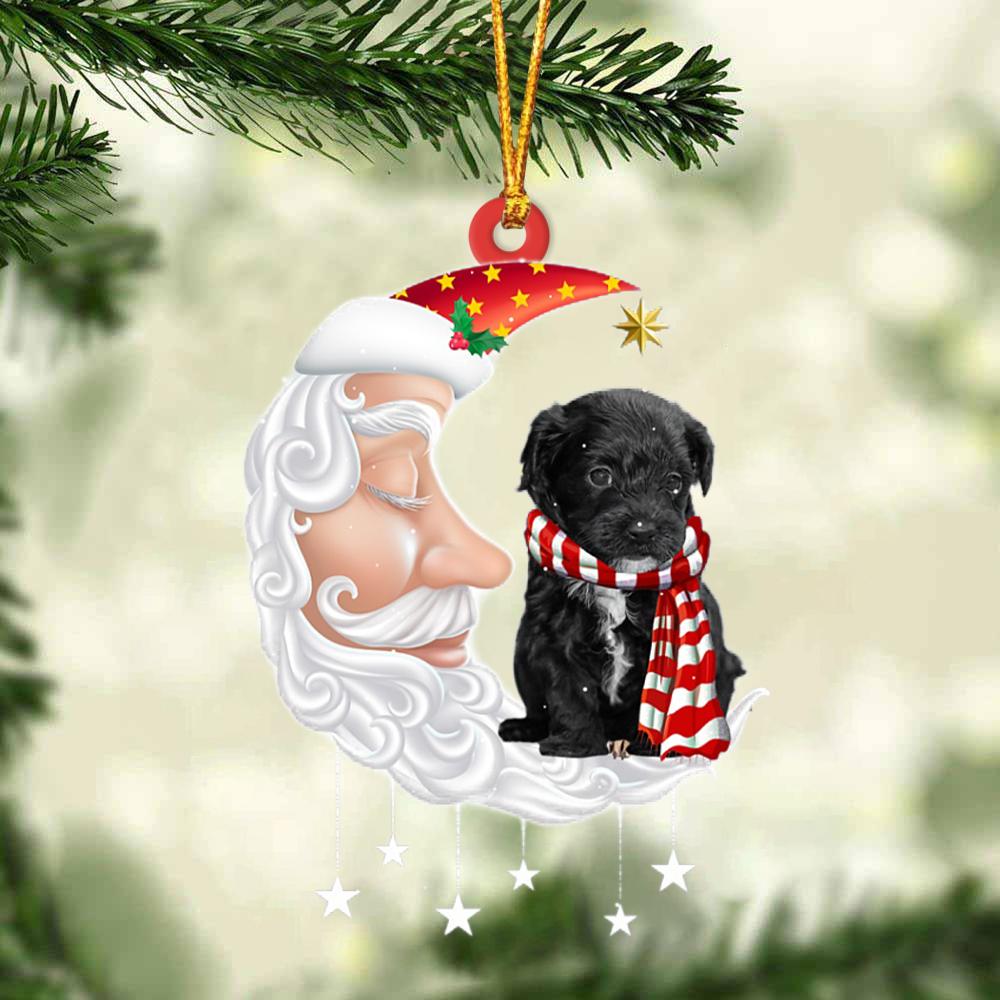 Black Maltipoo With Santa Christmas Ornament Dog Christmas Ornament - Best gifts your whole family