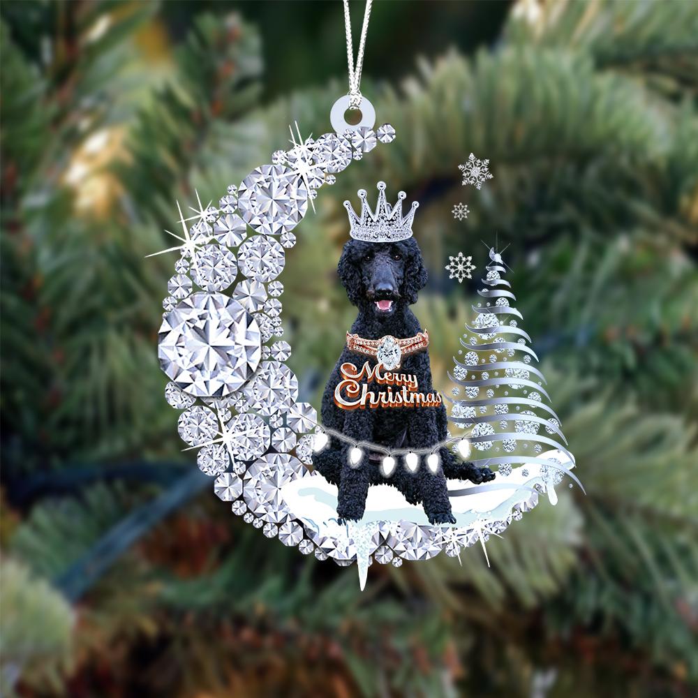 Black Poodle Diamond Moon Merry Christmas Ornament Christmas Tree Hanging Ornament - Best gifts your whole family