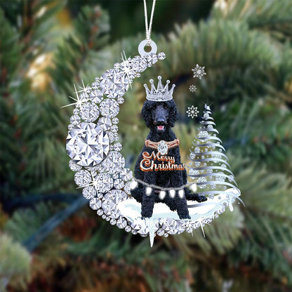 Black Poodle Diamond Moon Merry Christmas Ornament Christmas Tree Hanging Ornament - Best gifts your whole family
