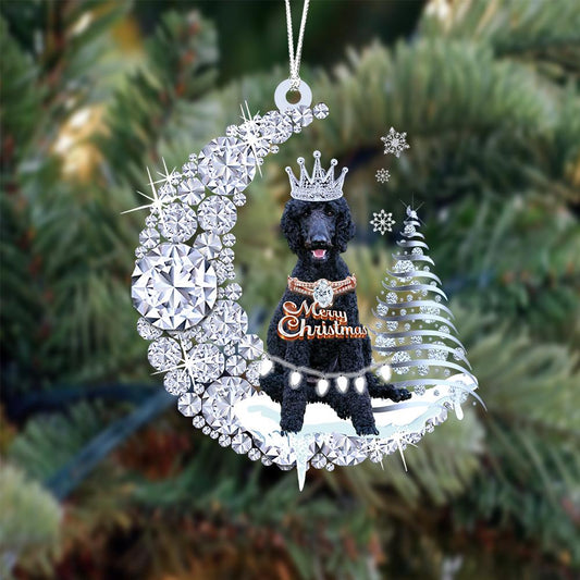 Black Poodle Diamond Moon Merry Christmas Ornament Christmas Tree Hanging Ornament - Best gifts your whole family