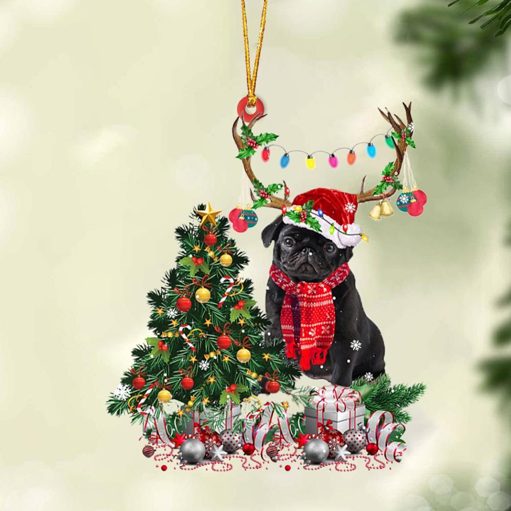 Black Pug 1-Christmas Tree Gift Hanging Ornament - Best gifts your whole family