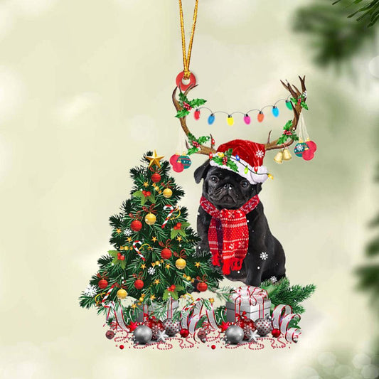 Black Pug 1-Christmas Tree Gift Hanging Ornament - Best gifts your whole family