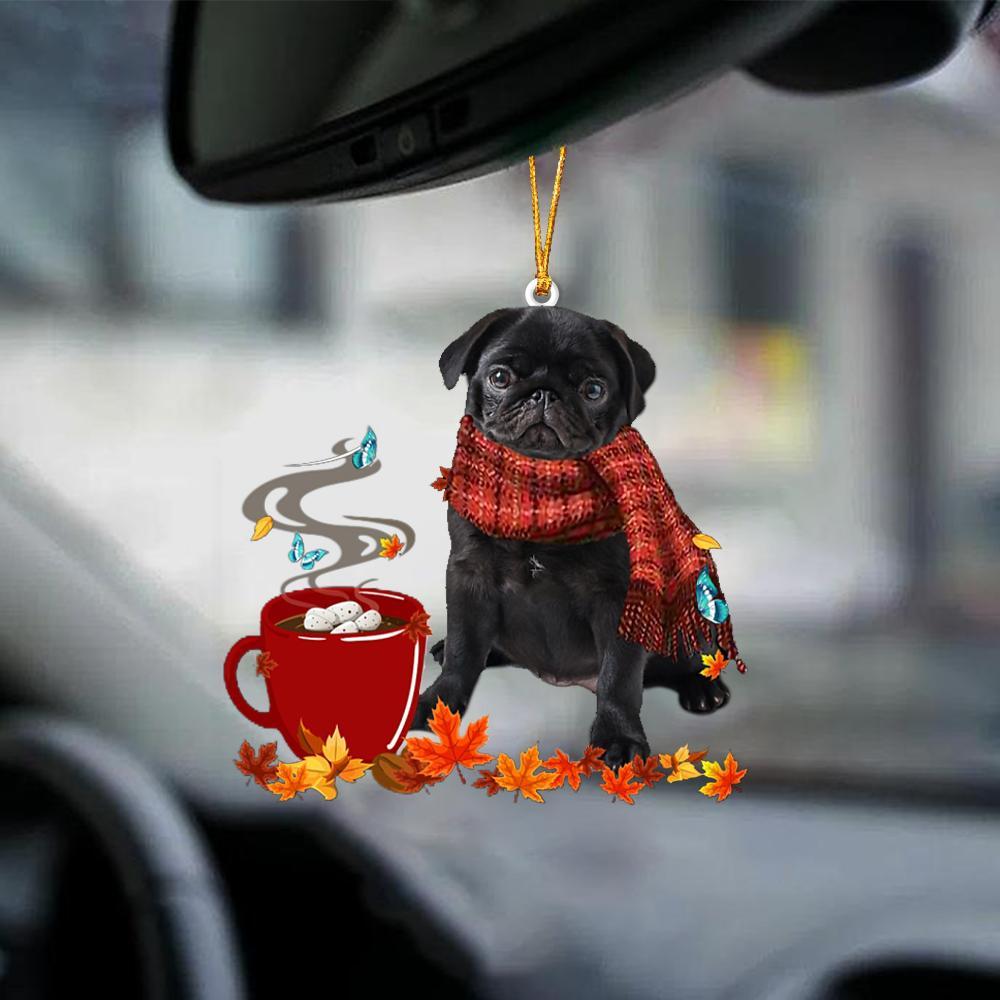 Black Pug 1-Fall Chocolate-Two Sided Ornament - Best gifts your whole family
