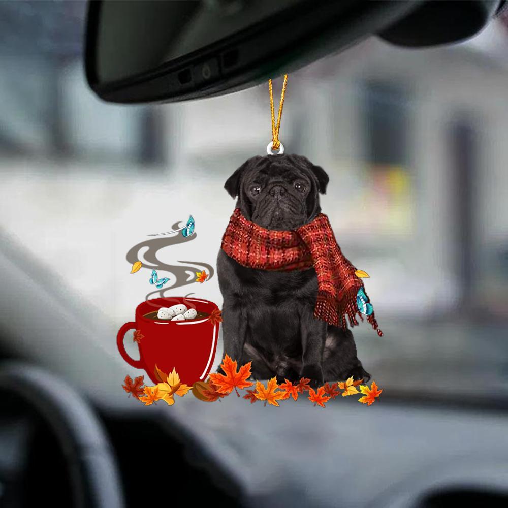 Black Pug 2-Fall Chocolate-Two Sided Ornament - Best gifts your whole family