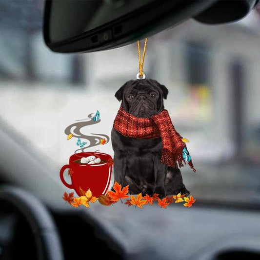 Black Pug 2-Fall Chocolate-Two Sided Ornament - Best gifts your whole family