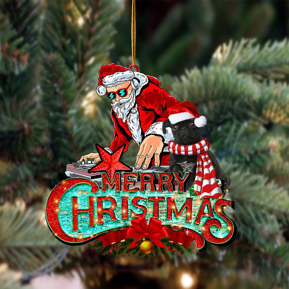 Black Pug-Christmas Rock Two Sided Ornament - Best gifts your whole family