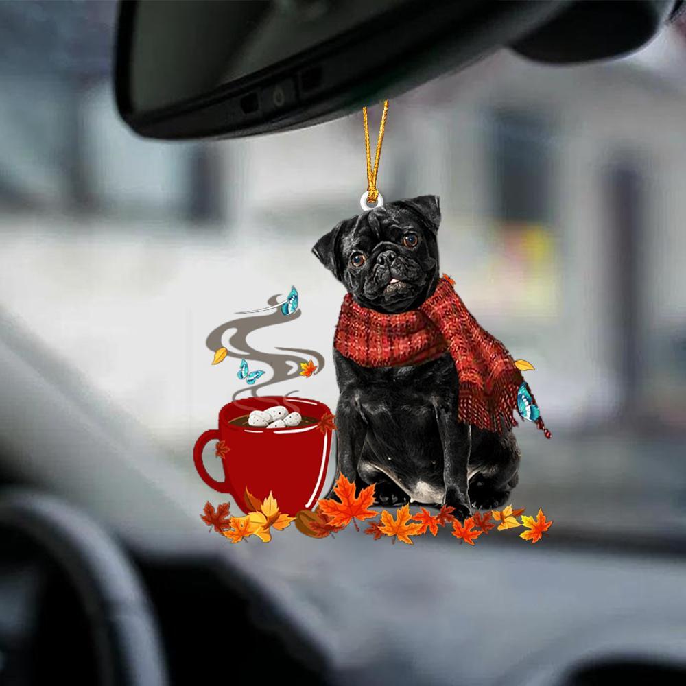 Black Pug-Fall Chocolate-Two Sided Ornament - Best gifts your whole family