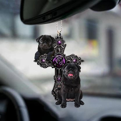 Black Pug Pray For God Car Hanging Ornament Dog Pray For God Ornament Godmerc - Best gifts your whole family